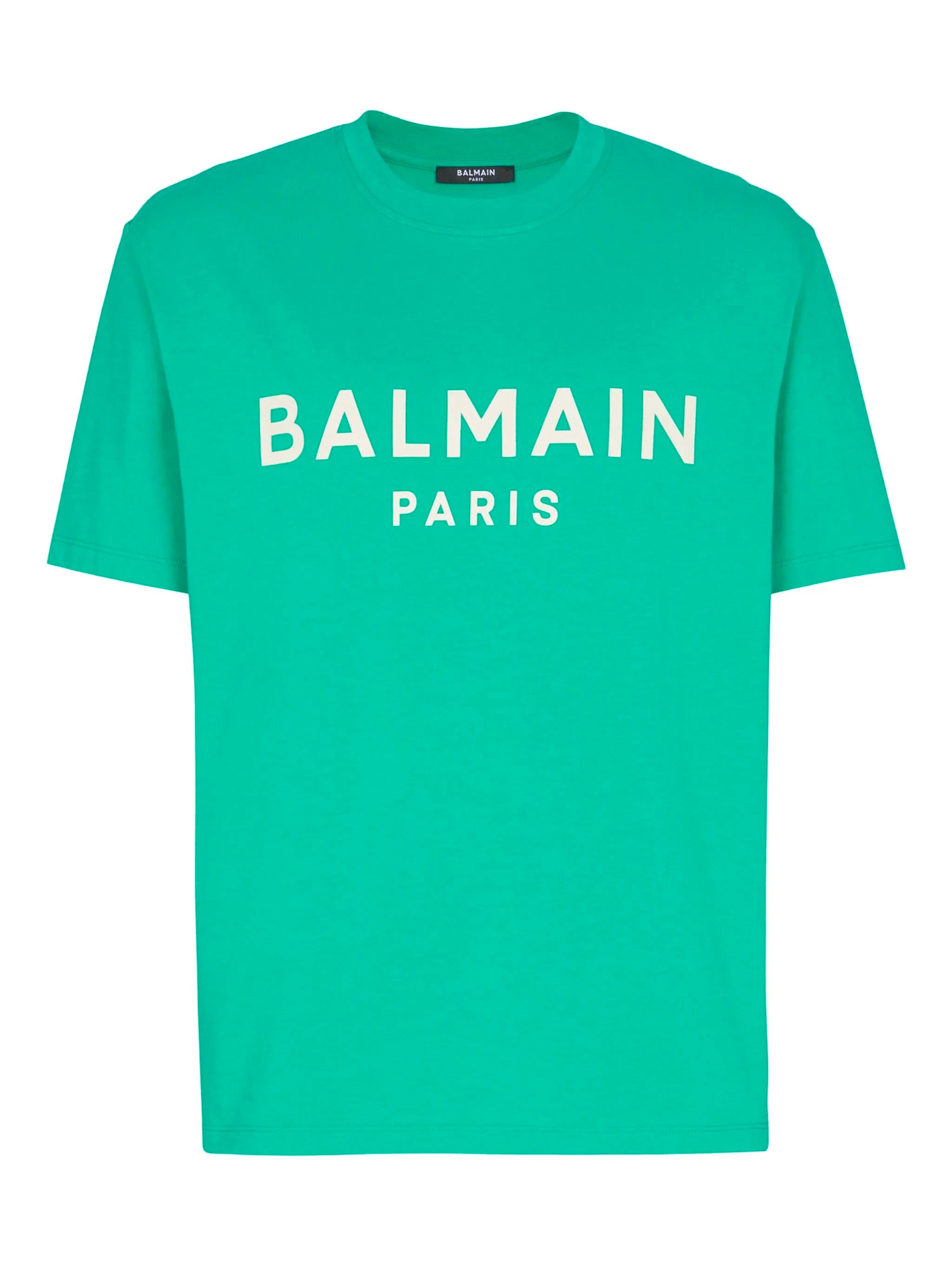 BALMAIN Classic Round Neck T-Shirt with Bold Logo Print - Size M
