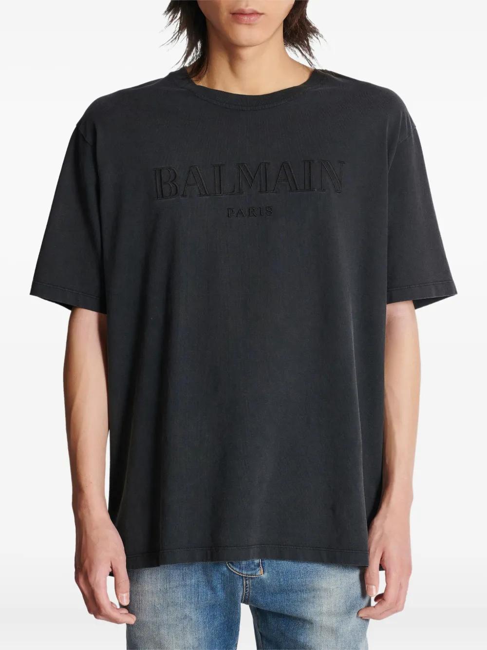 BALMAIN Logo Embroidered Crew Neck T-Shirt - Men