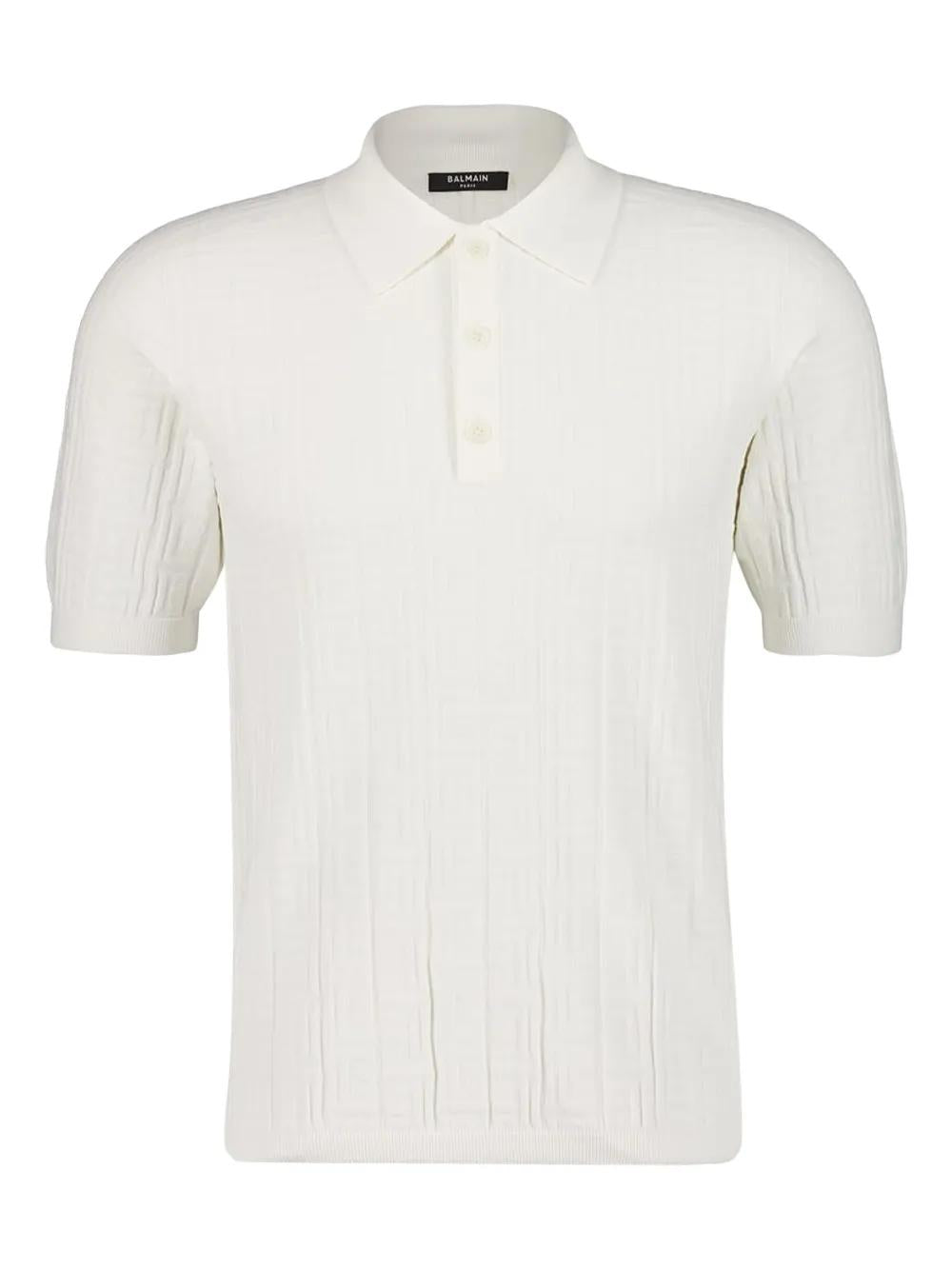 BALMAIN Textured Knit Polo Shirt - Short Sleeves
