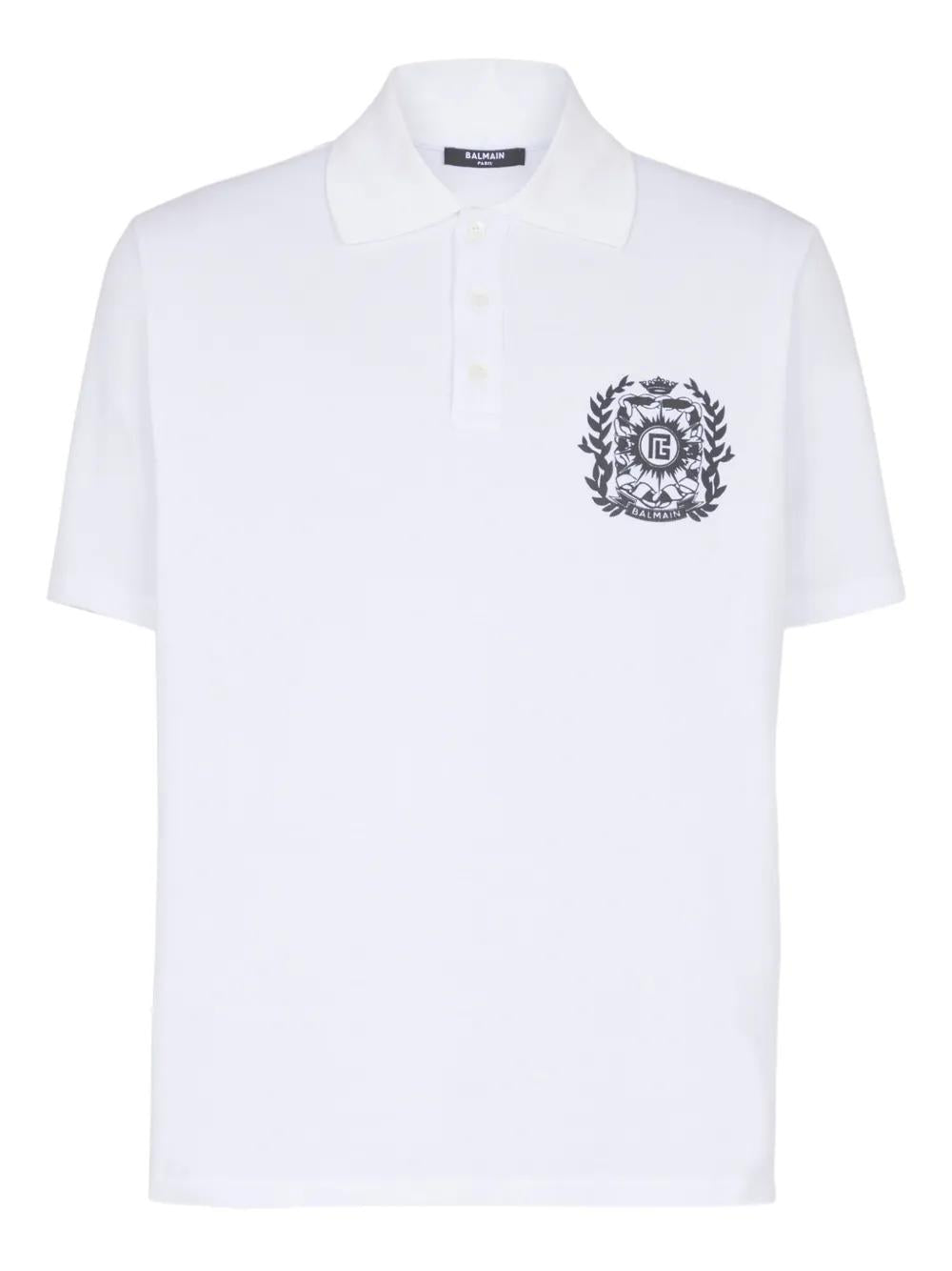 BALMAIN Logo Print Polo Shirt