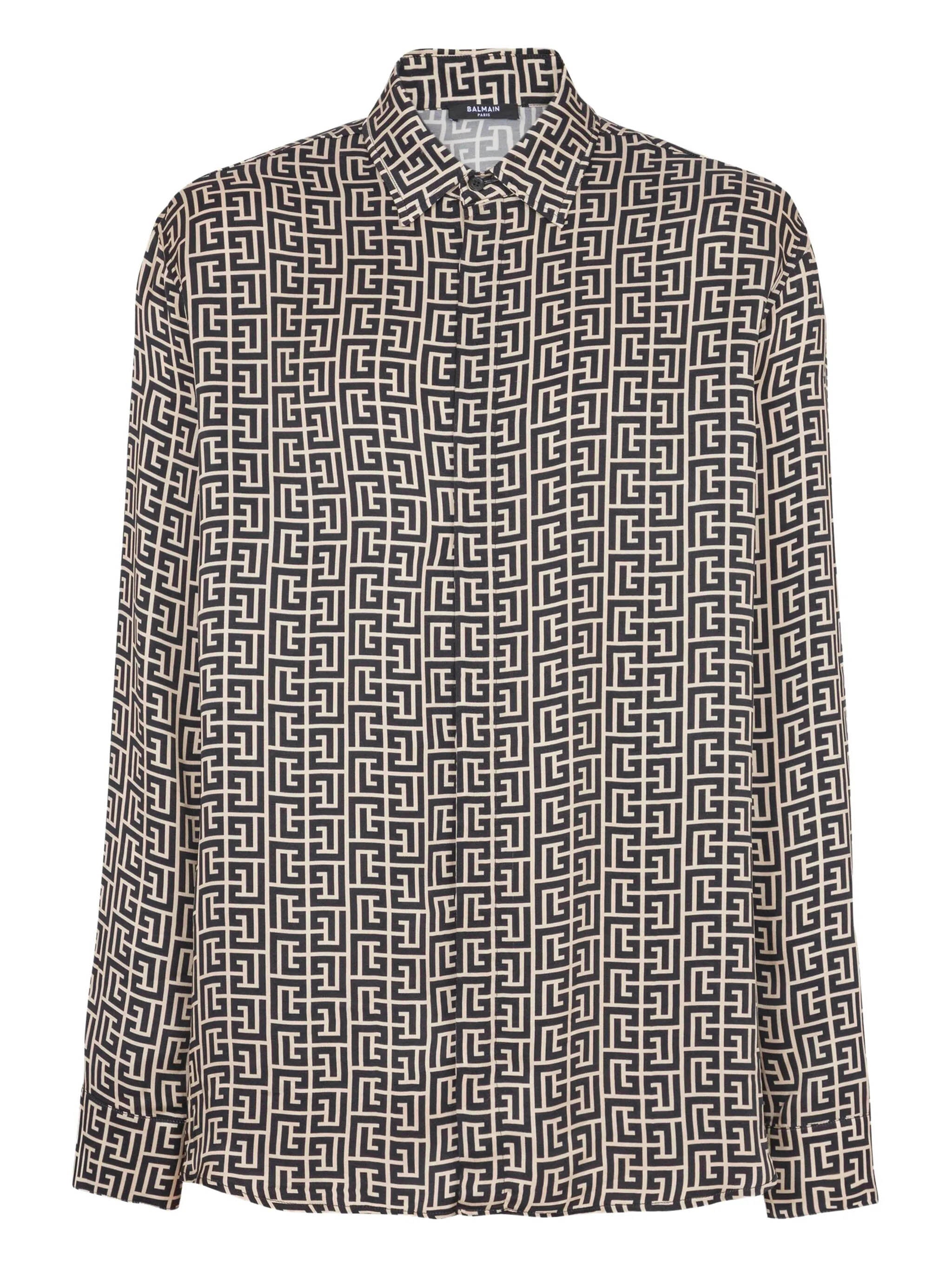 BALMAIN Monogrammed Flowing Shirt - Size 46