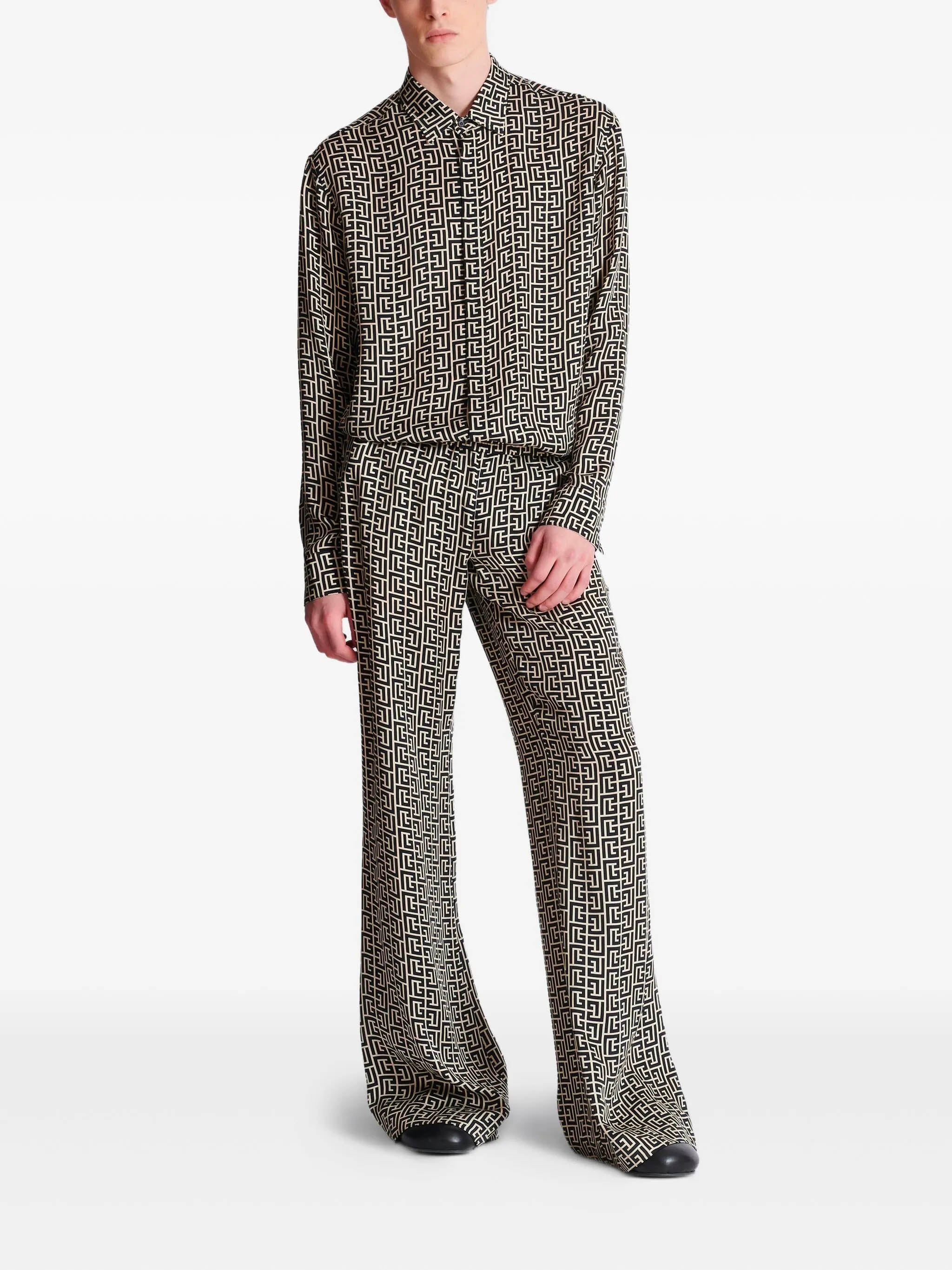 BALMAIN Monogrammed Flowing Shirt - Size 46