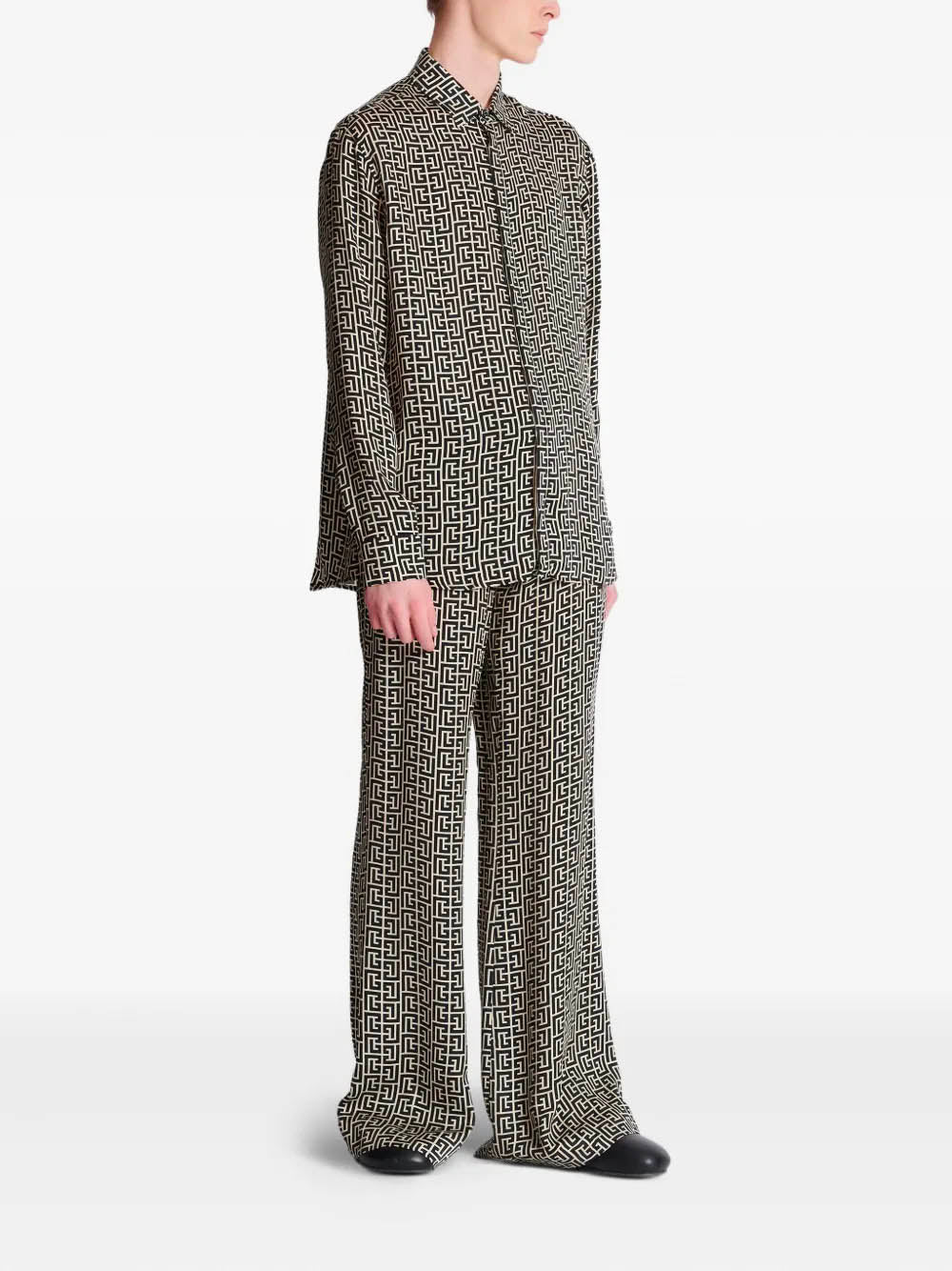 BALMAIN Monogrammed Flowing Shirt - Size 46