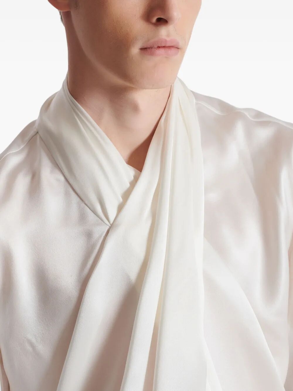 BALMAIN Crossed Fluid Silk Shirt for Men