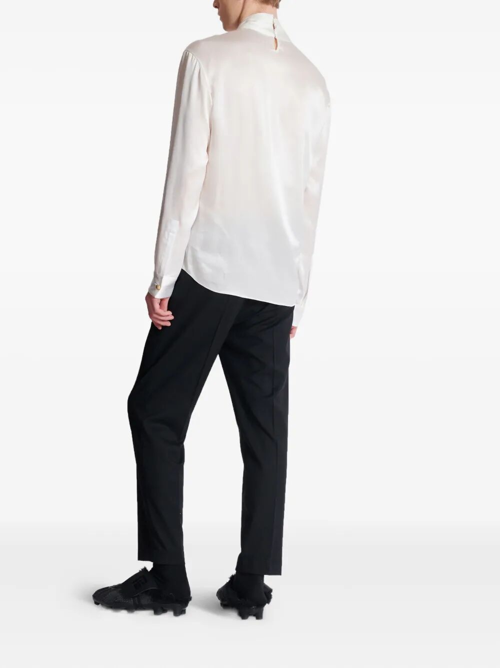 BALMAIN Crossed Fluid Silk Shirt for Men