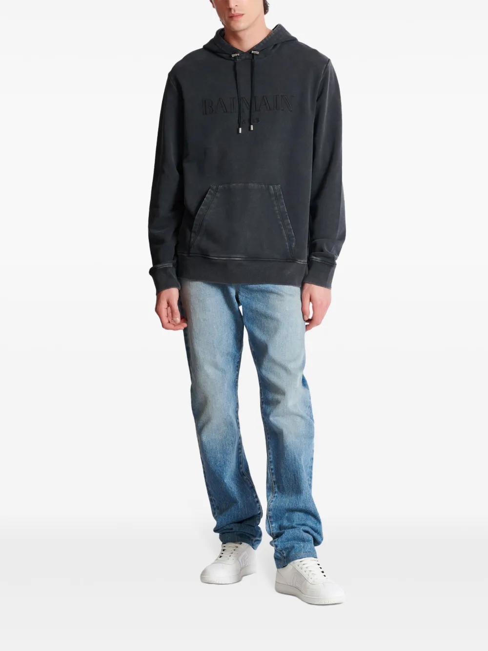 BALMAIN Men's Embroidered Logo Hoodie