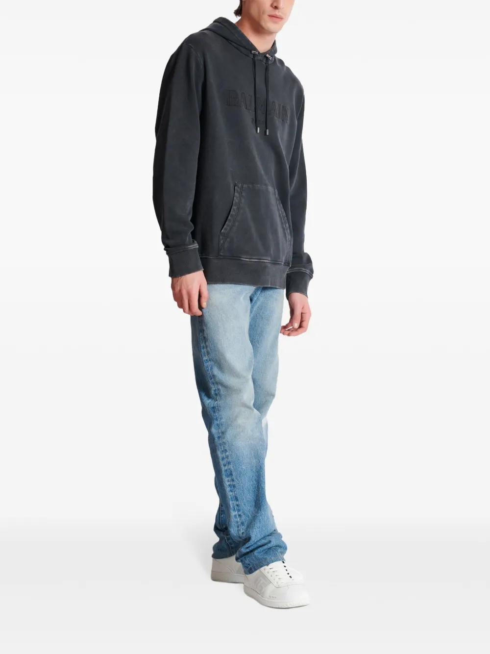BALMAIN Men's Embroidered Logo Hoodie