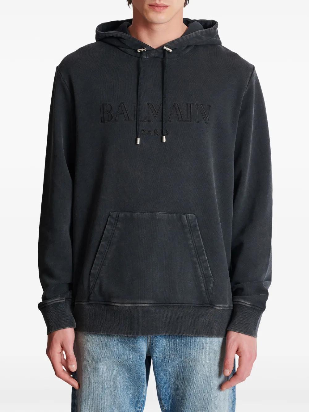 BALMAIN Men's Embroidered Logo Hoodie