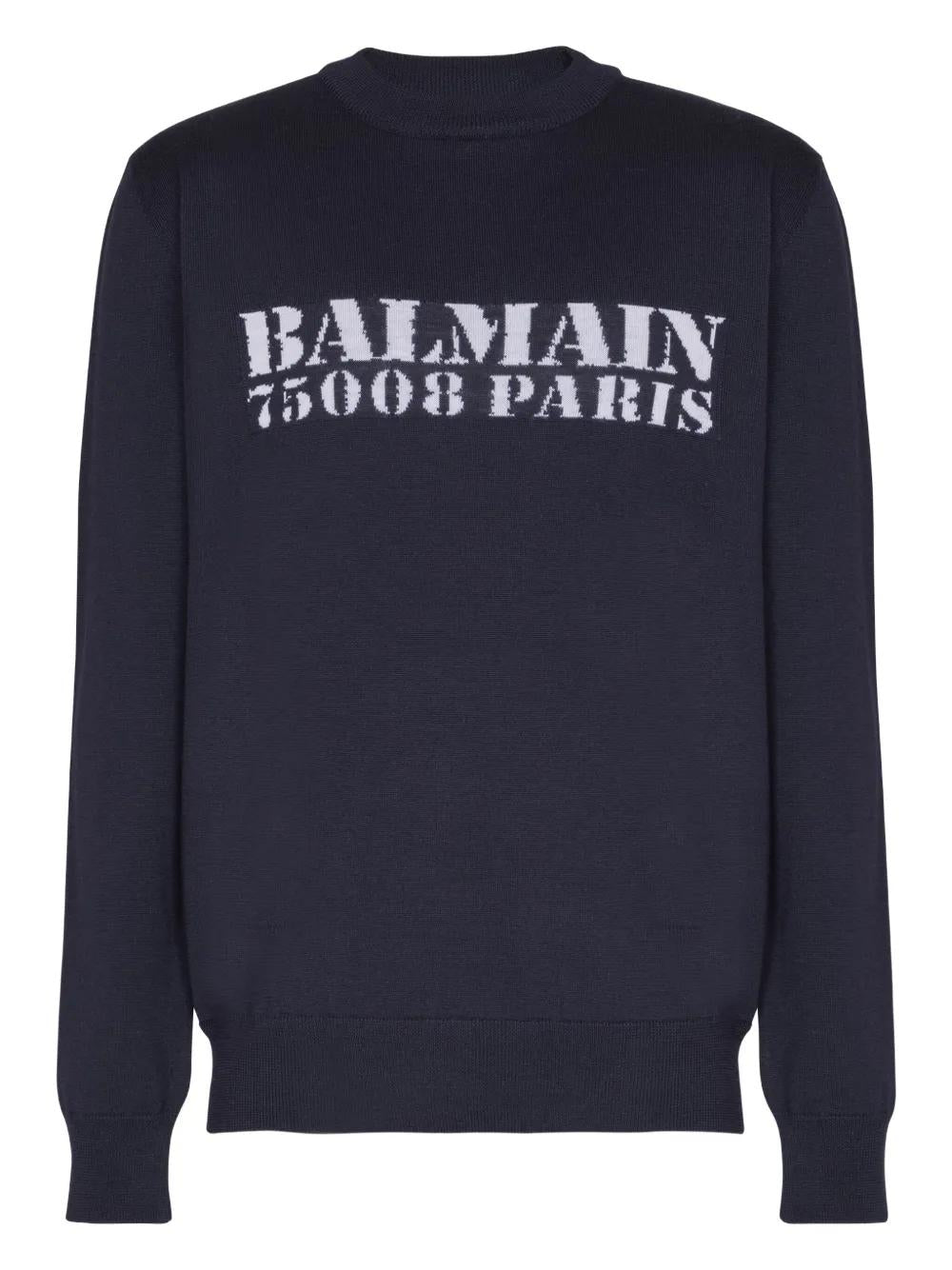BALMAIN Men's Regular Fit Stamp Jumper - Size L