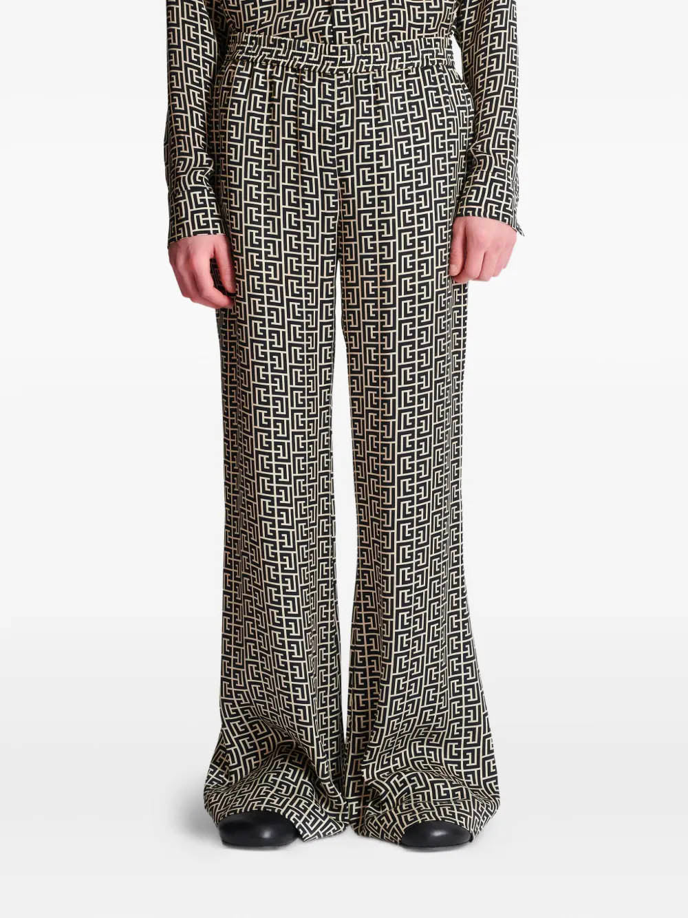 BALMAIN Monogrammed Flowing Trousers (Size M)