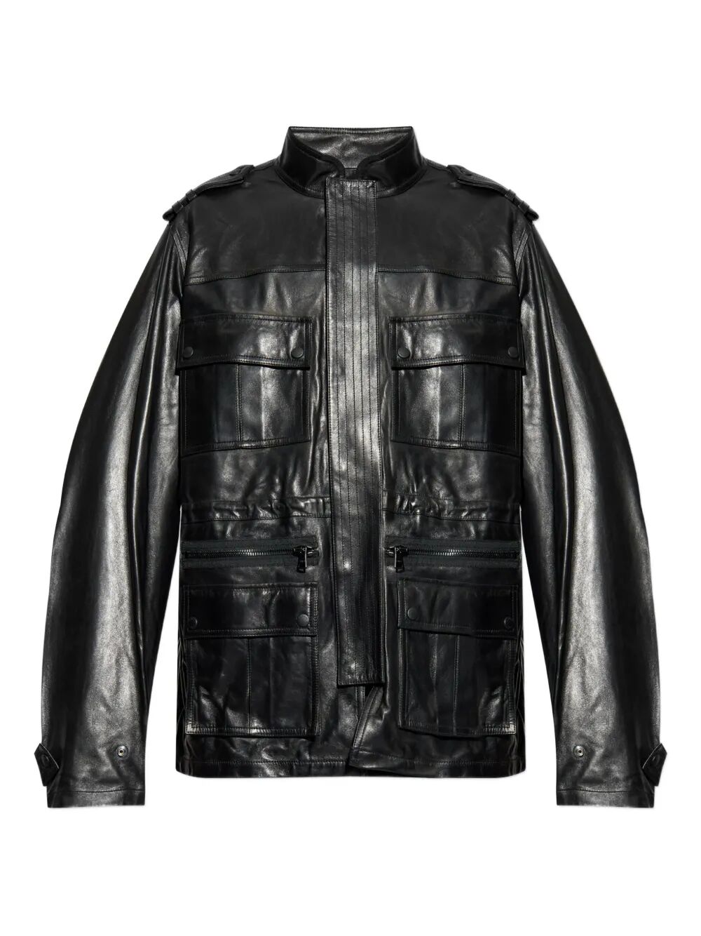BALMAIN Mid-Length Lambskin Leather Parka Jacket for Men