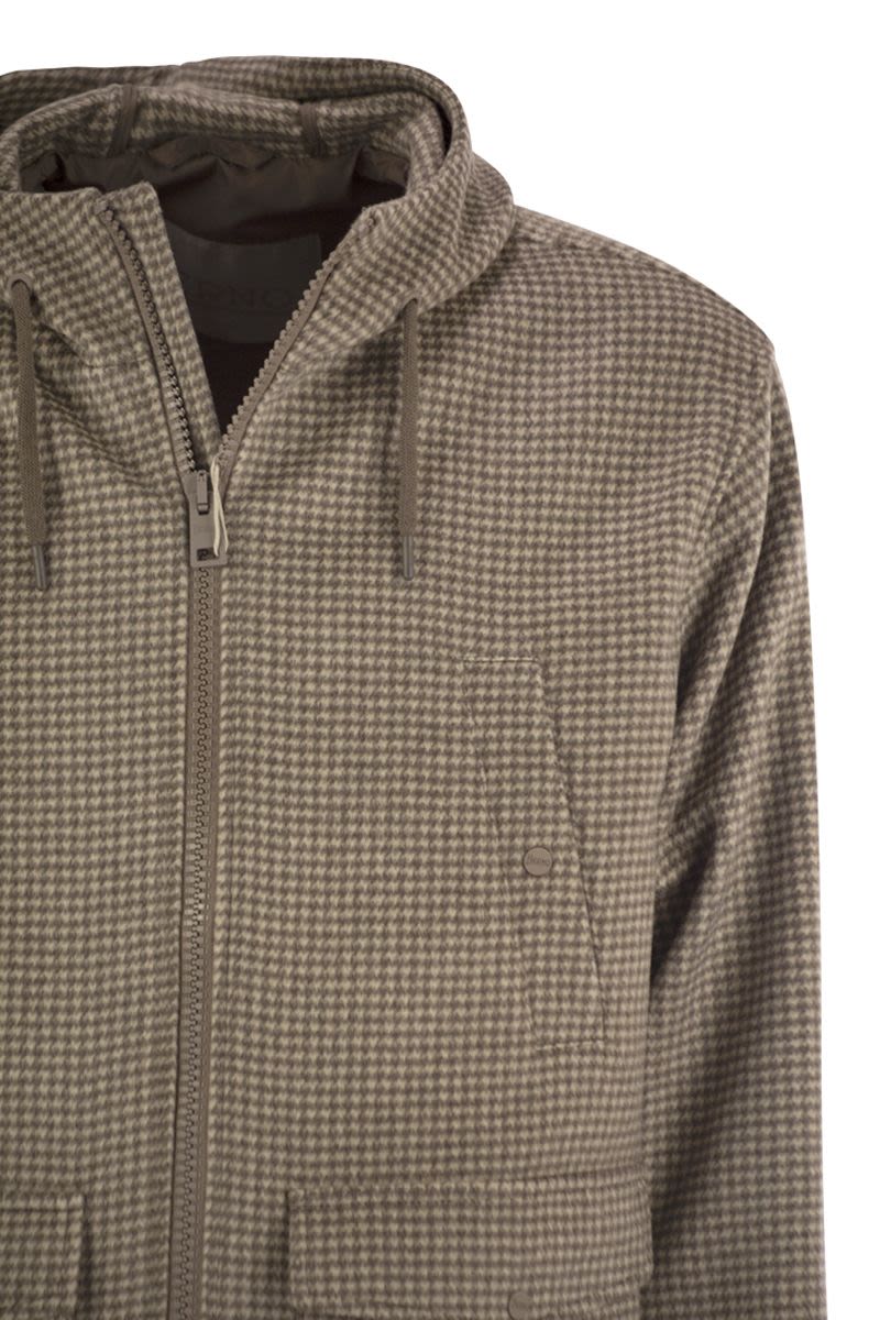HERNO Tailored Houndstooth Cashmere Field Jacket for Men
