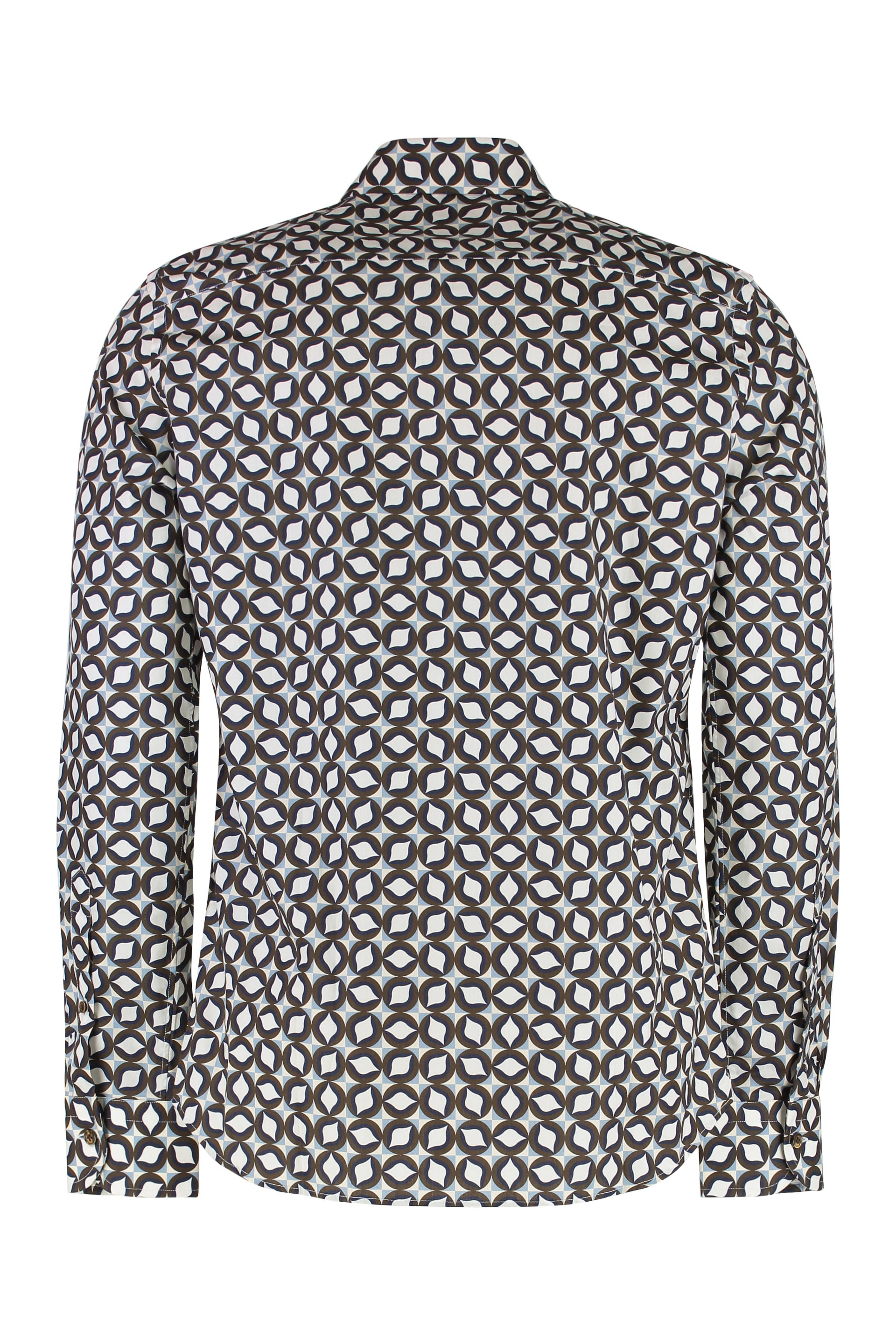 SONRISA Printed Cotton Shirt with Rounded Hem for Men