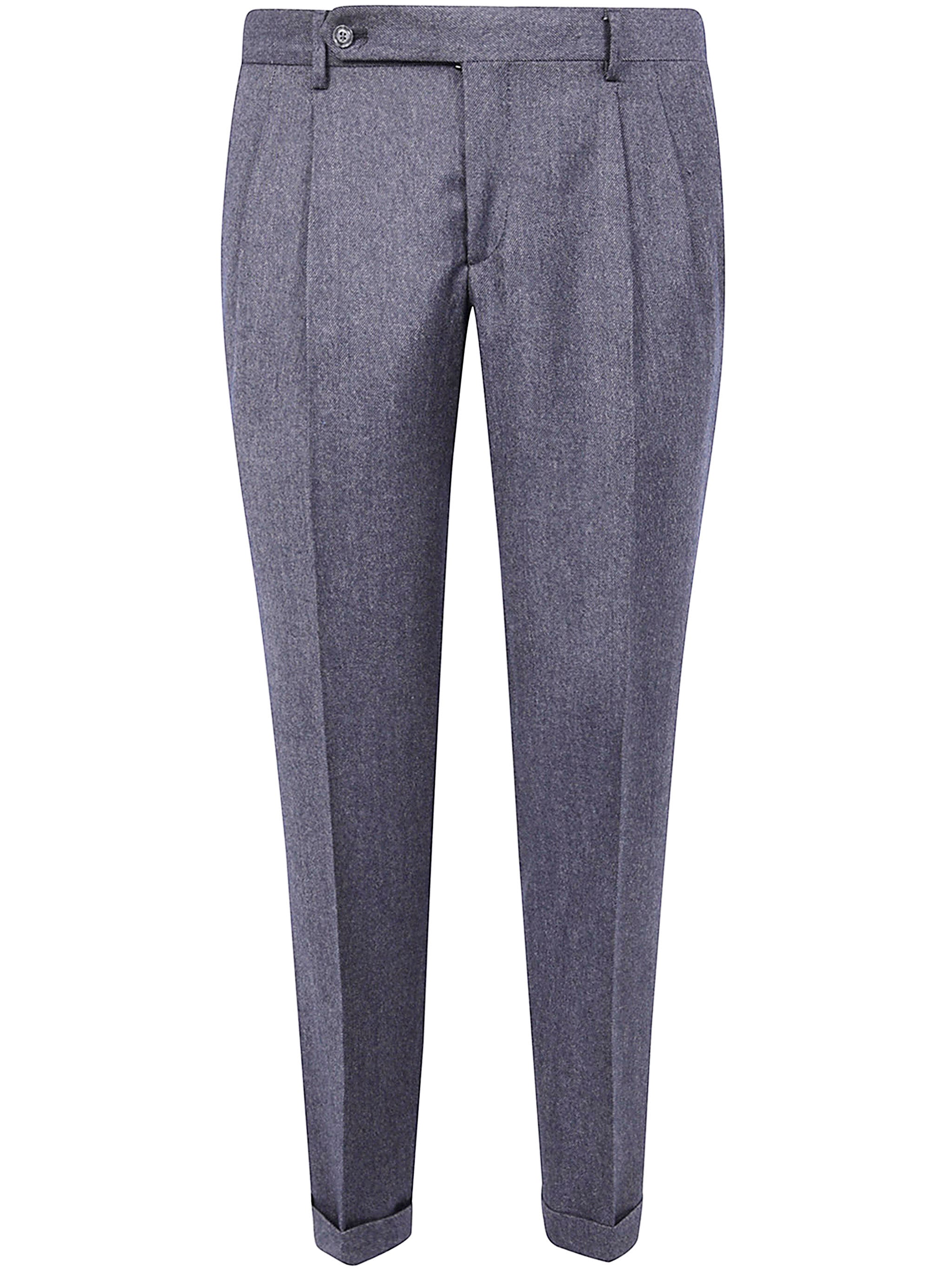 BARBA Napoli Men's Premium Wool Cashmere Double Pences Chino Trousers