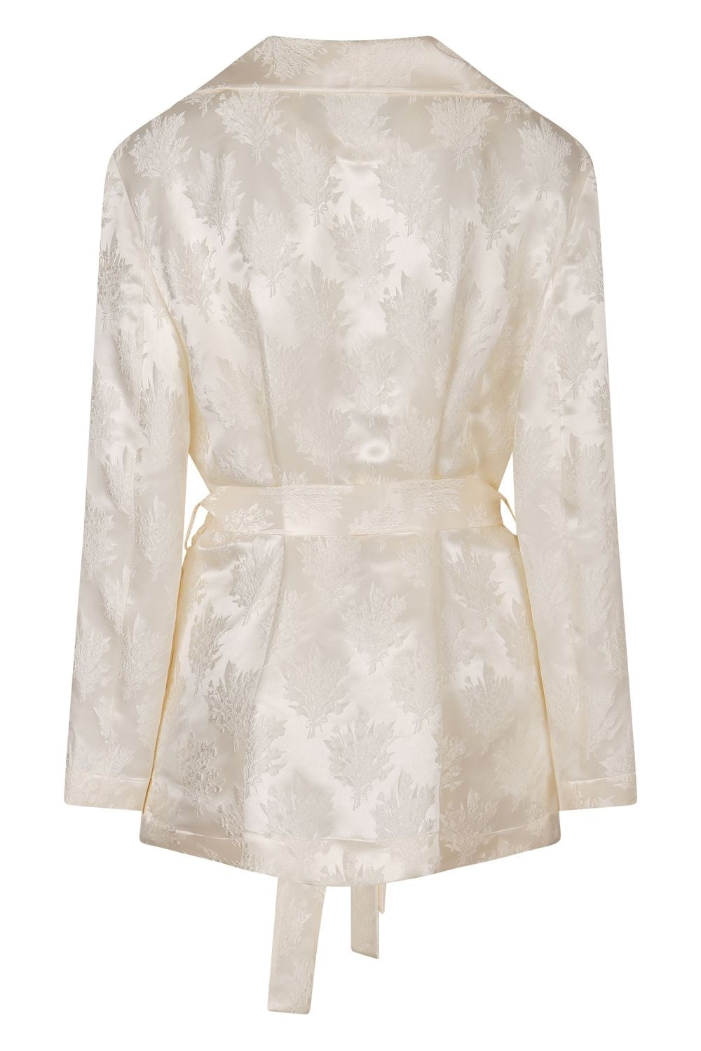 FENDI Silk Blazer with Belted Jacquard Flower Design
