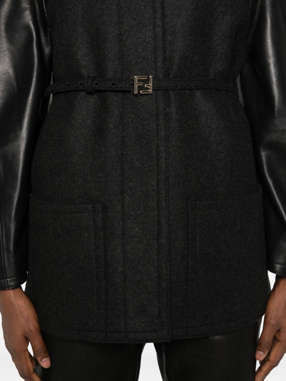 FENDI Wool Midi Jacket with Front Pockets for Women
