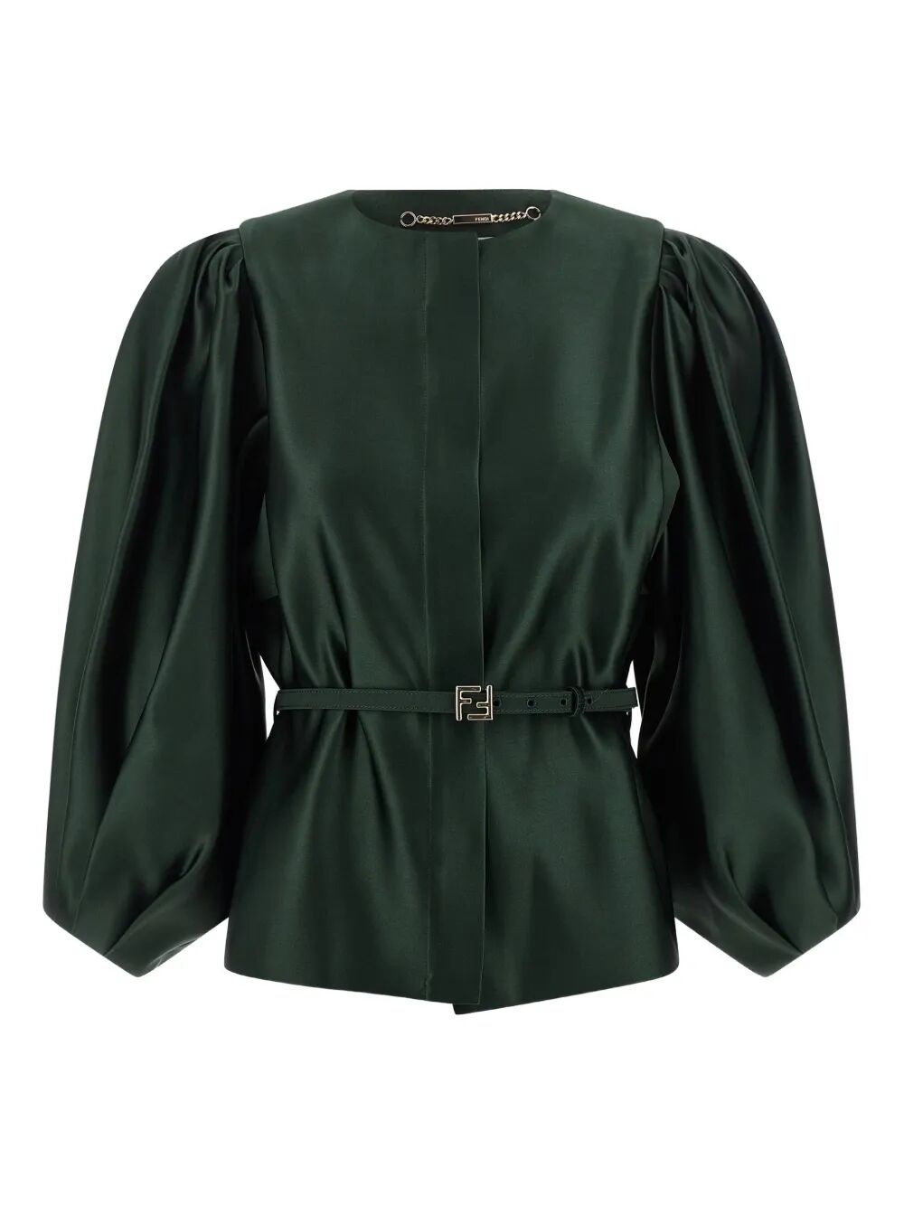FENDI Duchess Satin Jacket with Balloon Sleeves