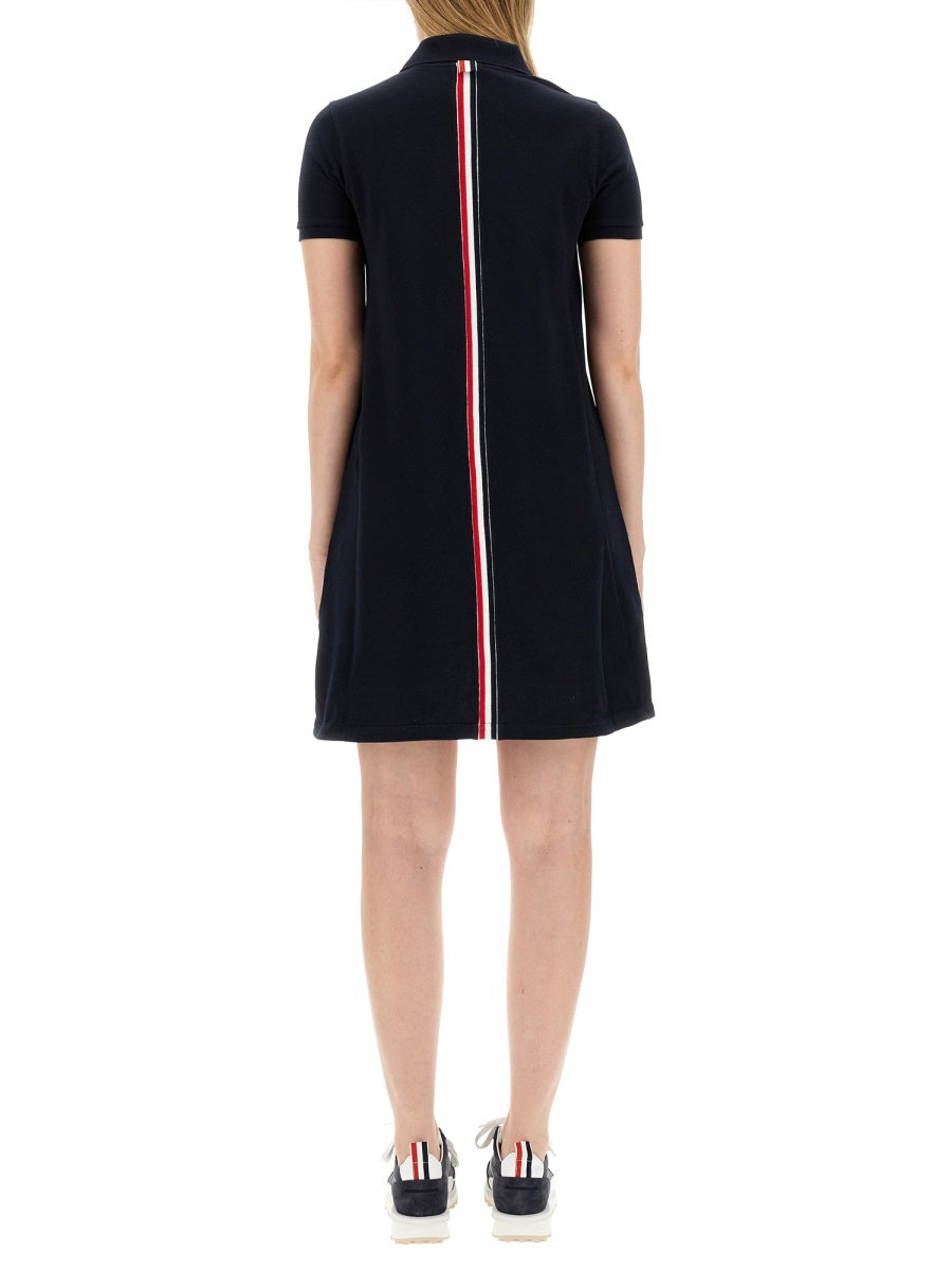 THOM BROWNE Classic Striped Pique Polo Dress