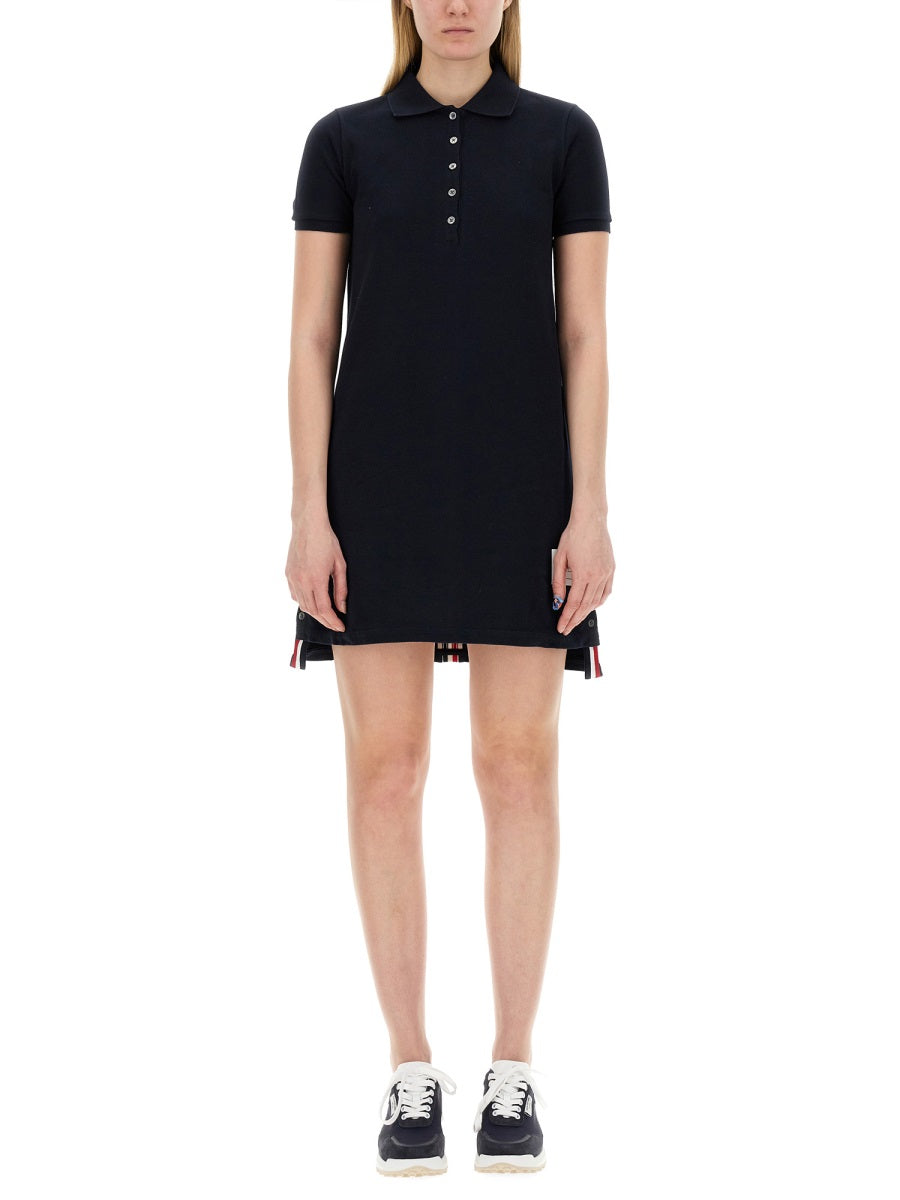 THOM BROWNE Cotton Pique Polo Shirt Dress - Size 38 IT