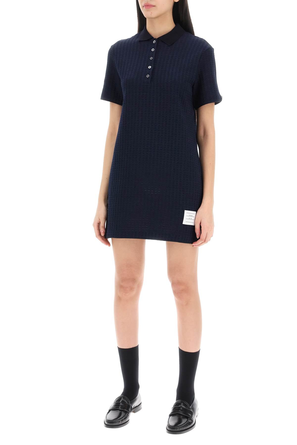THOM BROWNE Tricolor Detail Cotton Mini Dress