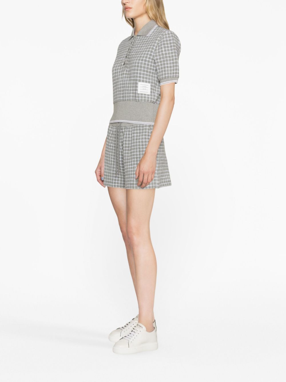 THOM BROWNE Checkered Tweed Cotton Mini Shorts