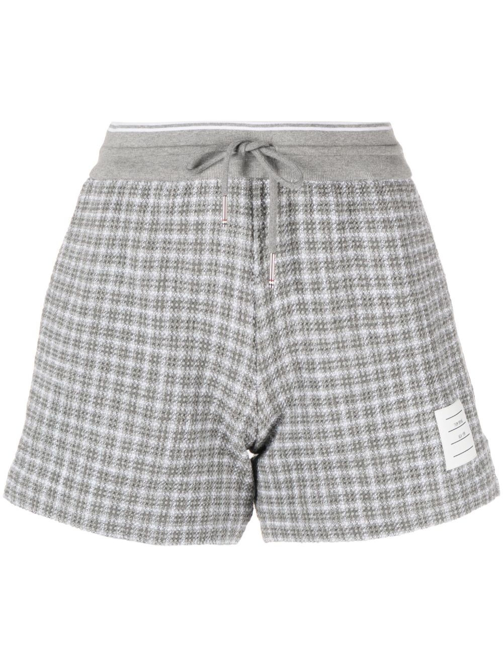THOM BROWNE Checkered Tweed Cotton Mini Shorts