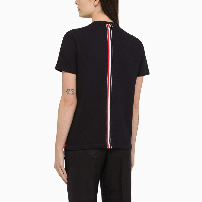THOM BROWNE Crew-Neck T-Shirt with Tricolor Detail