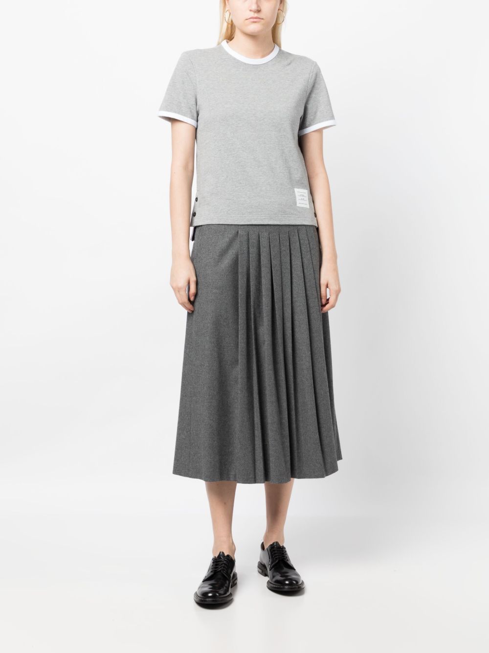 THOM BROWNE Women's Cotton Mini T-Shirt with Asymmetric Hem