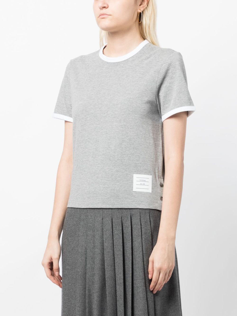 THOM BROWNE Women's Cotton Mini T-Shirt with Asymmetric Hem