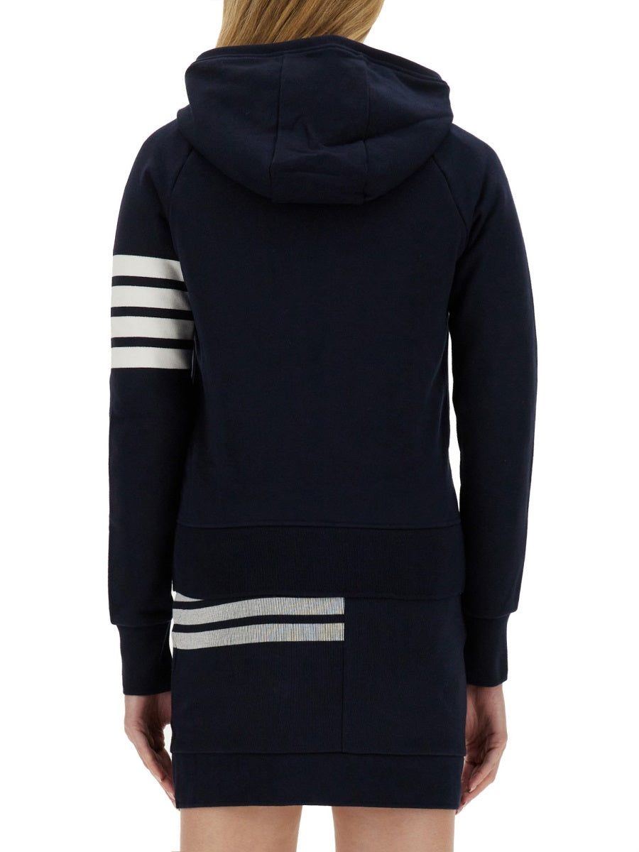 THOM BROWNE Zipper Hoodie with Drawstring for Women