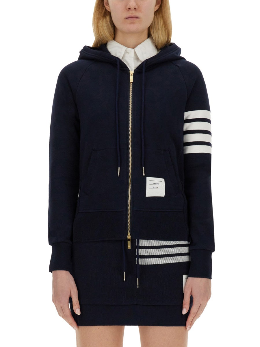 THOM BROWNE Zipper Hoodie with Drawstring for Women