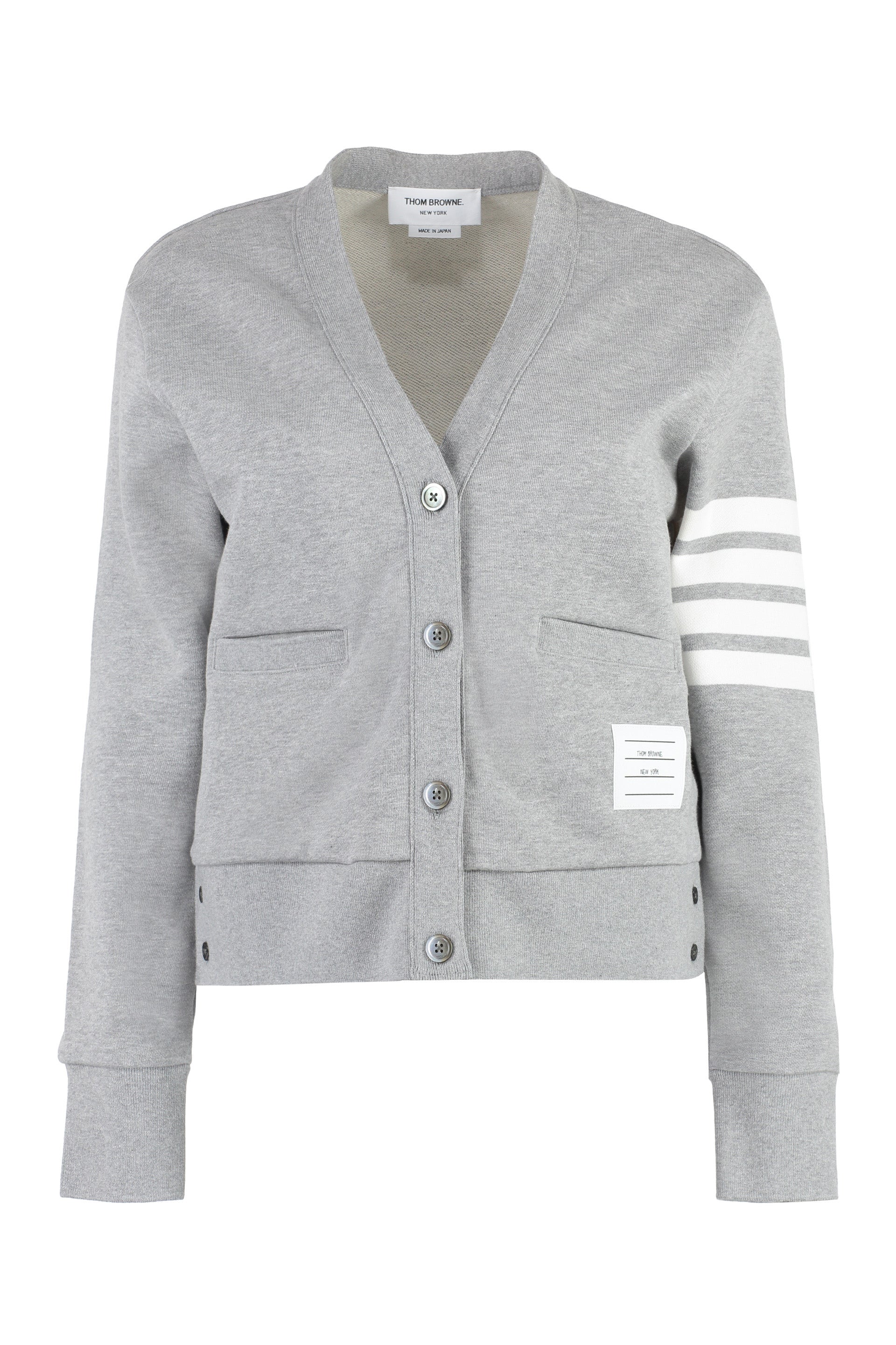 THOM BROWNE V-Neck Cotton Cardigan for Women