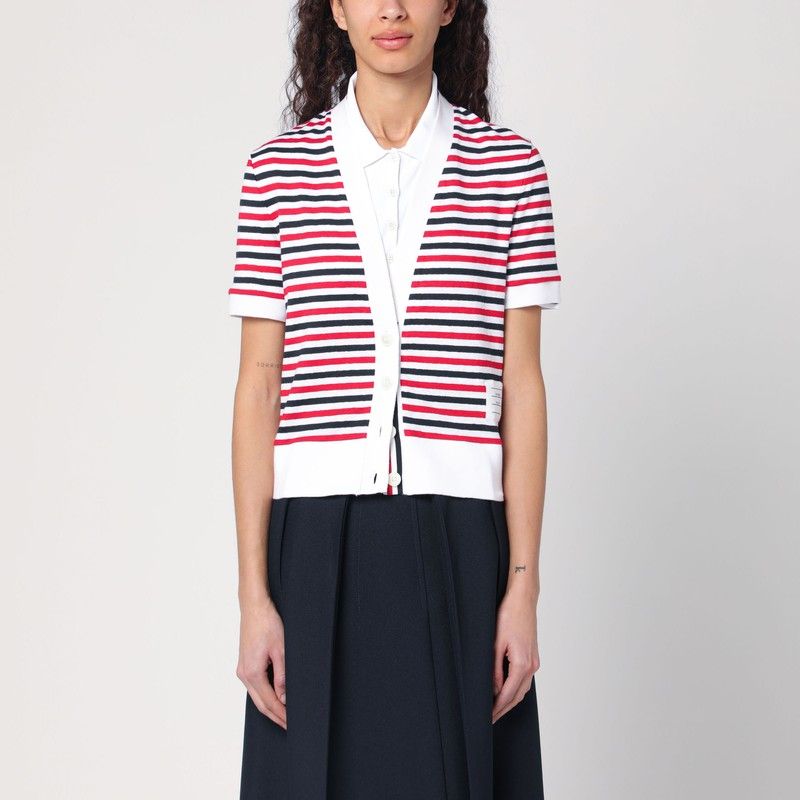 THOM BROWNE Striped Linen Cardigan (Size M)