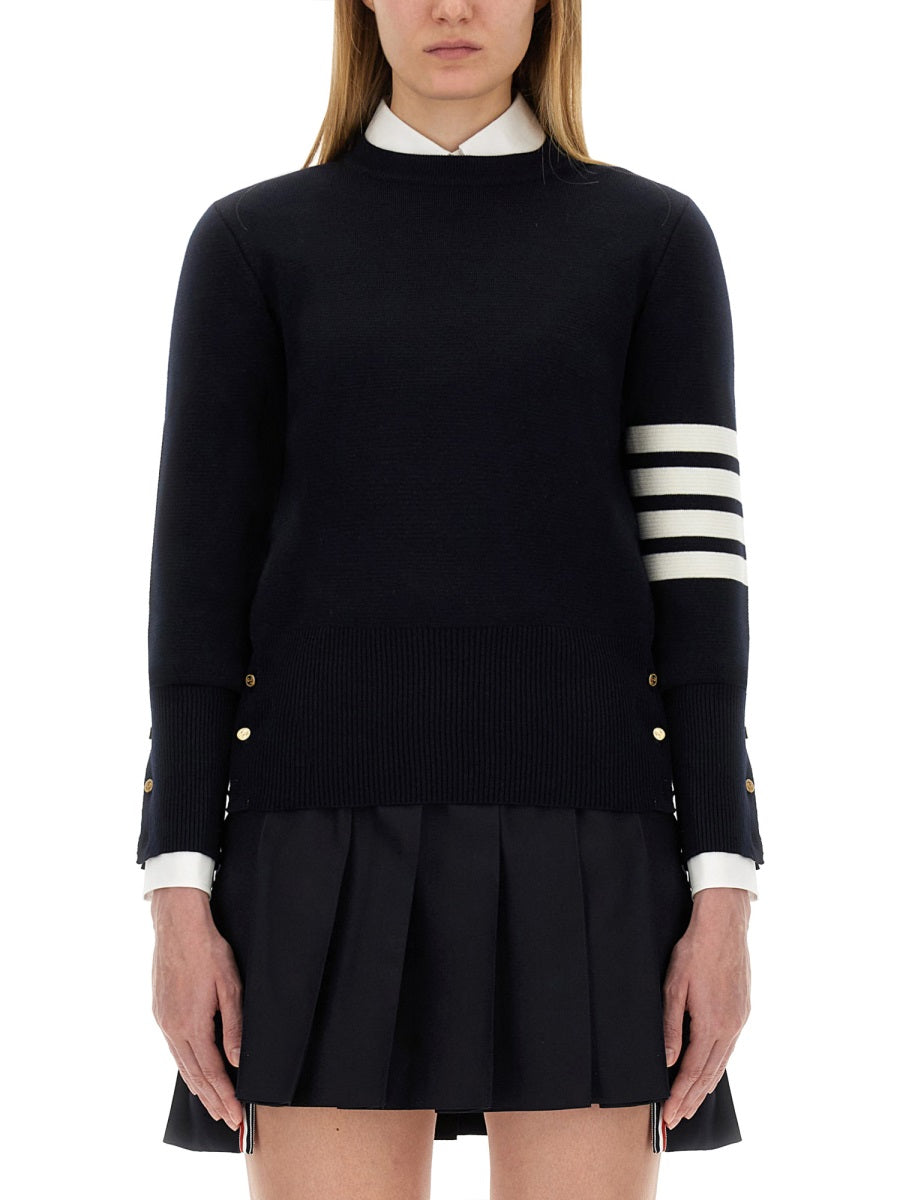 THOM BROWNE Women's Virgin Wool Sweater with Four Bar Design