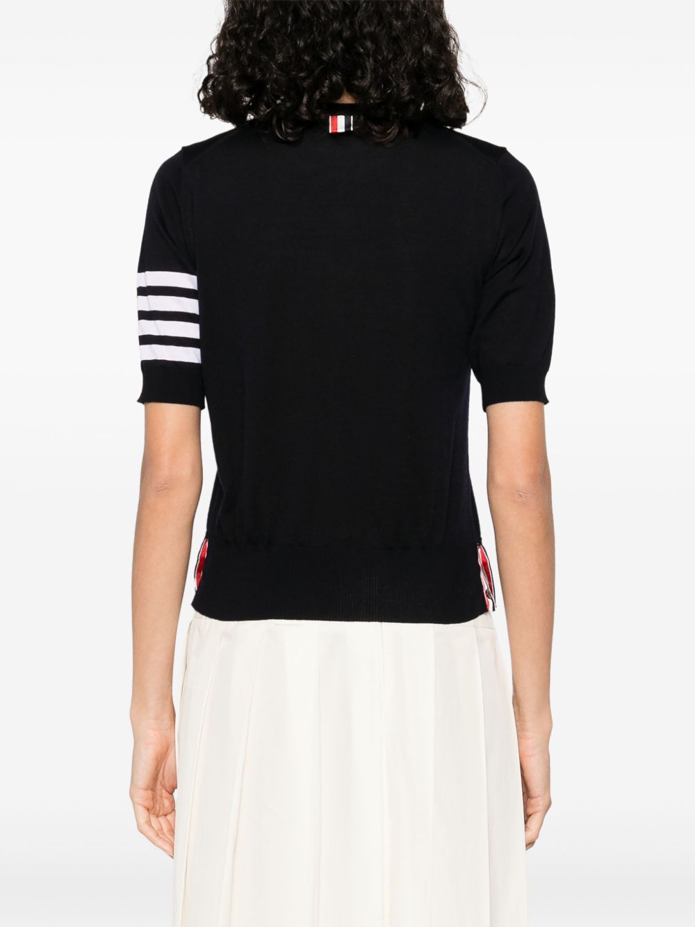 THOM BROWNE 4-Bar Wool Crew Neck Top for Women