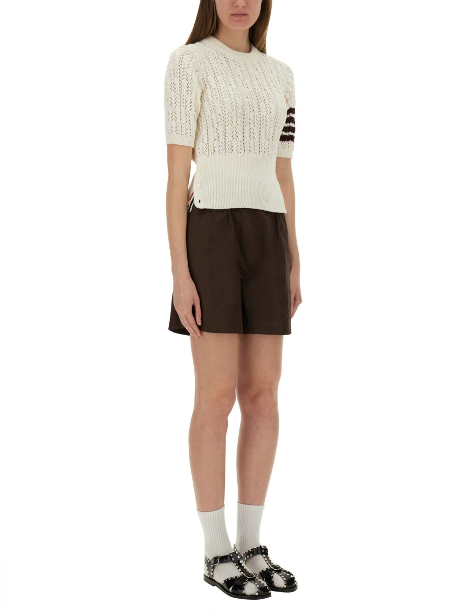 THOM BROWNE 4Bar Knit T-Shirt - Size 38