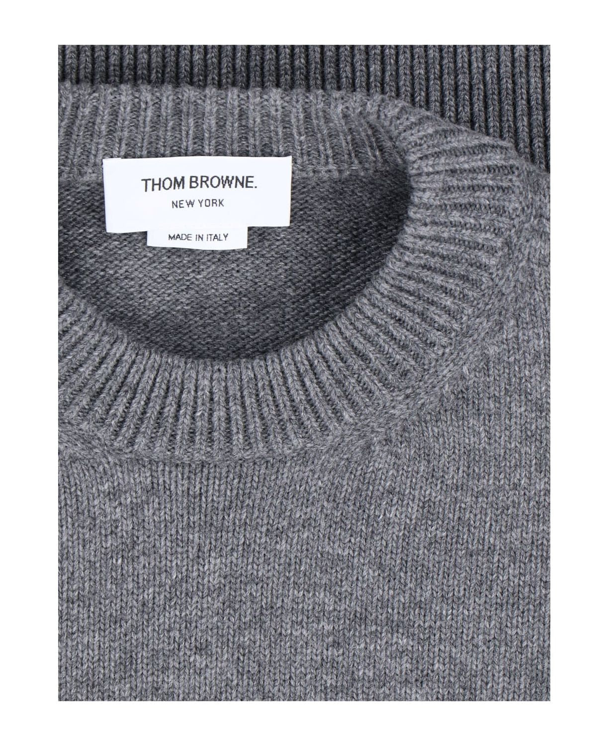 THOM BROWNE Boxy Crew Neck Pullover with 4 Bar Stripes