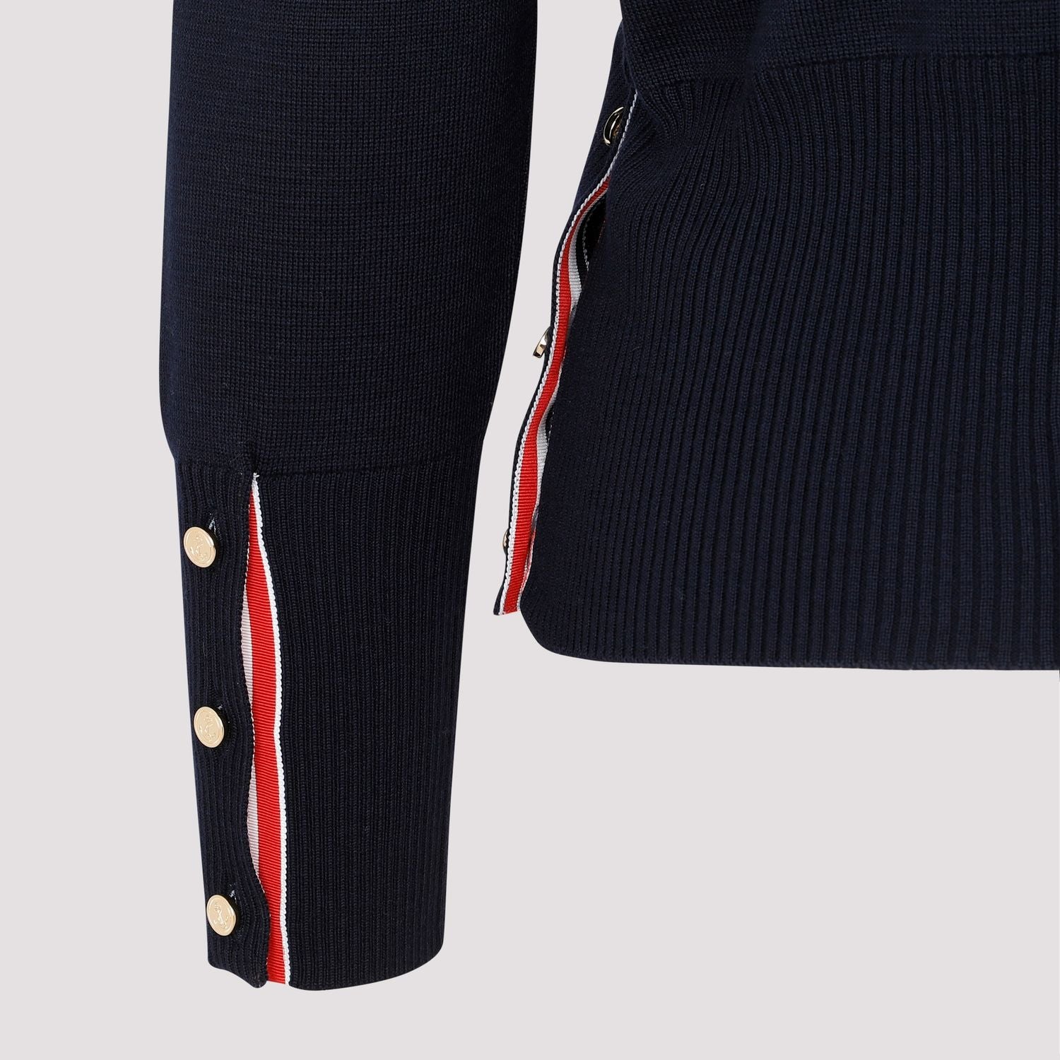 THOM BROWNE Wool Cardigan with 4-Bar Detail