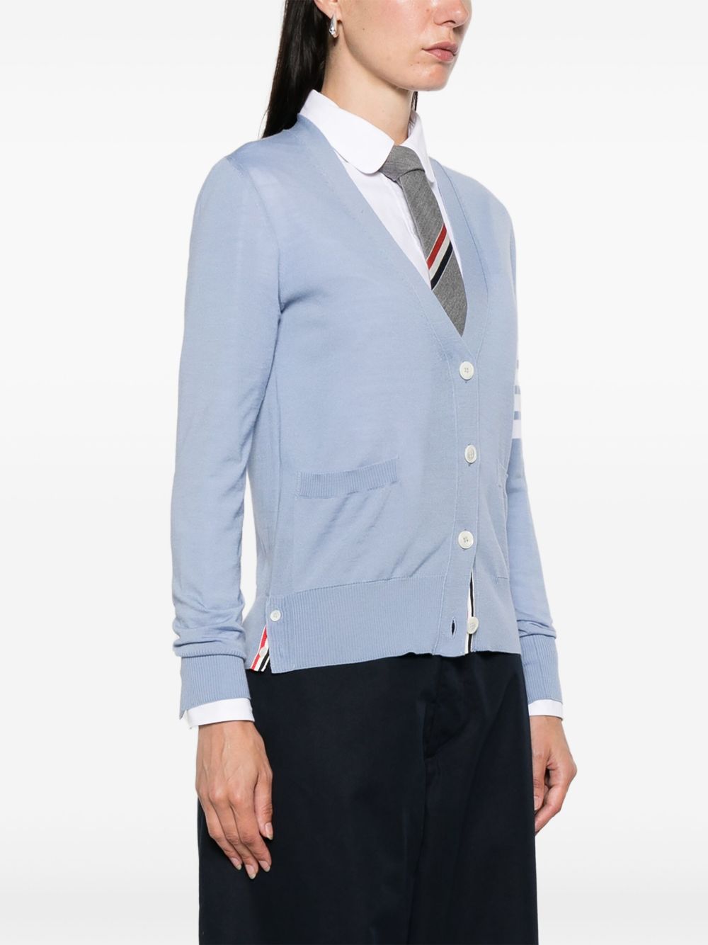 THOM BROWNE Wool Cardigan with Front Button Fastening for Women