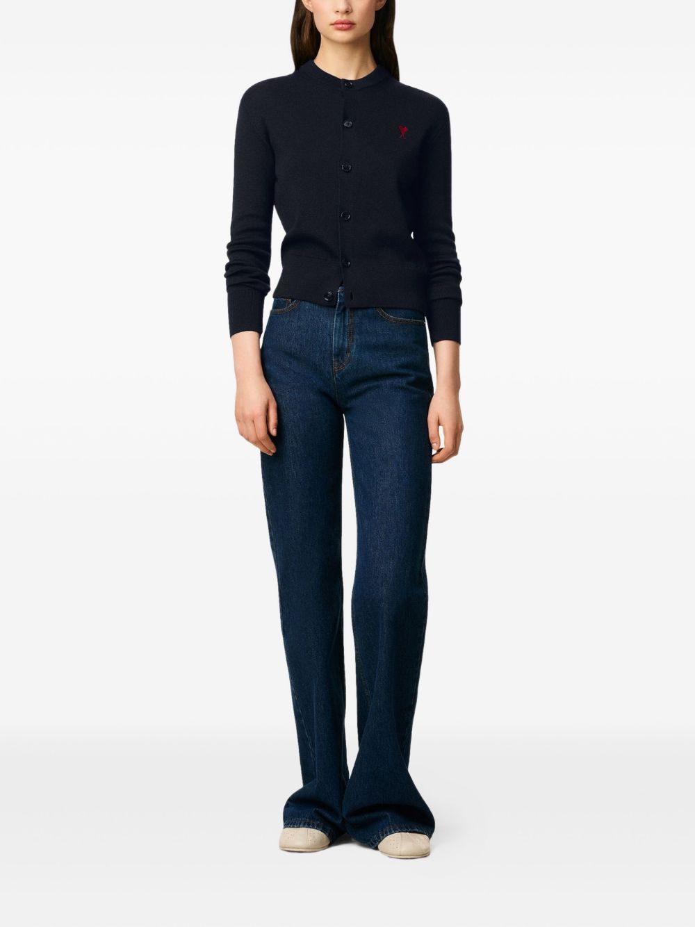 AMI PARIS Wool Knit Cardigan with Buttoned Front