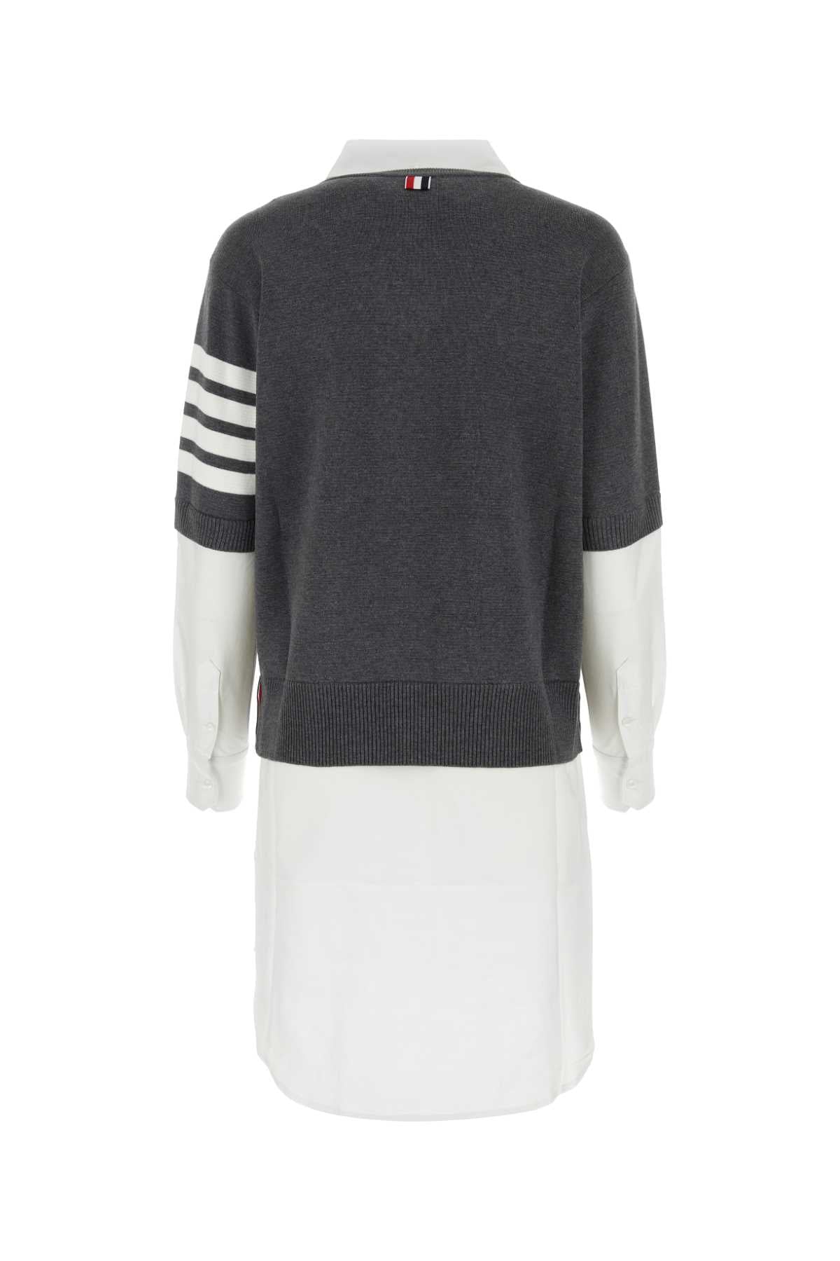 THOM BROWNE Two-Tone Cotton Shirt Dress - Mini