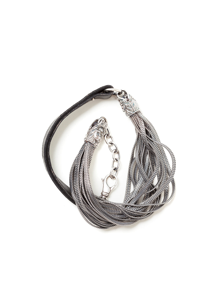 EMANUELE BICOCCHI Stylish Leather and Silver 925 Bracelet for Men