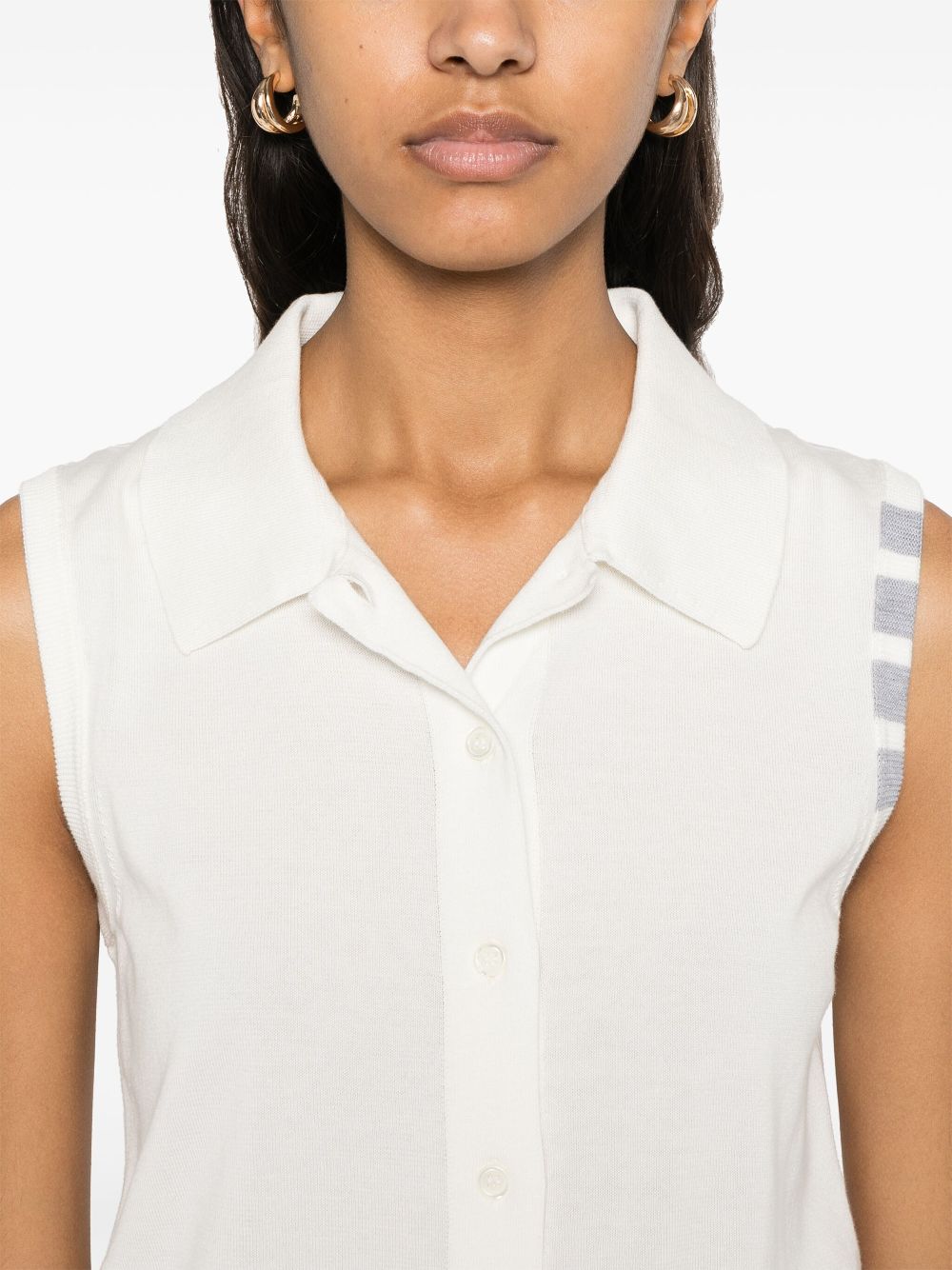 THOM BROWNE Sleeveless Polo Cotton Top