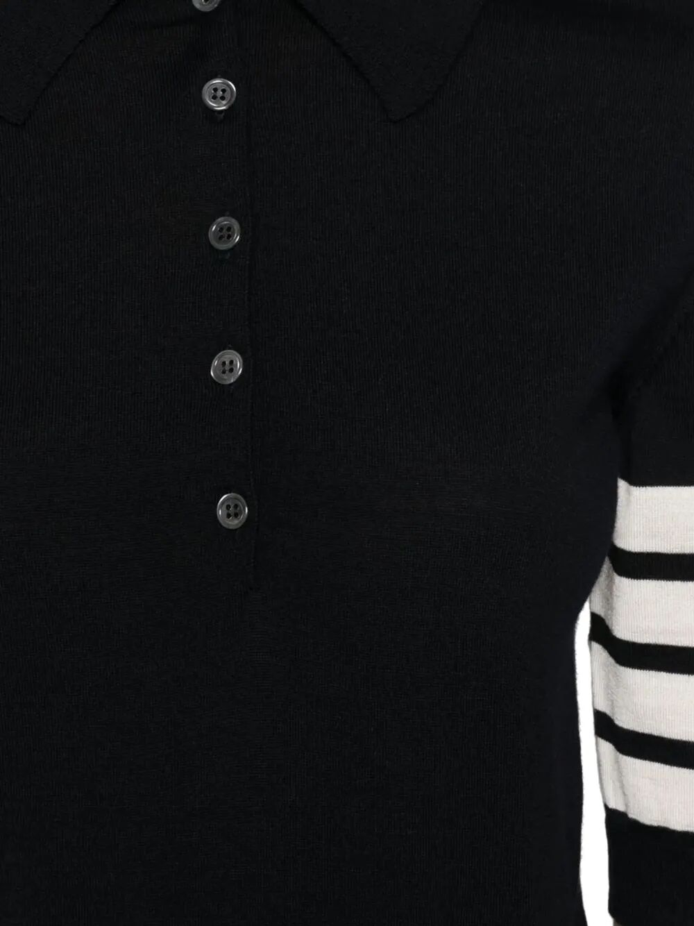 THOM BROWNE Relaxed Fit Polo with 4 Bar in Fine Merino Wool
