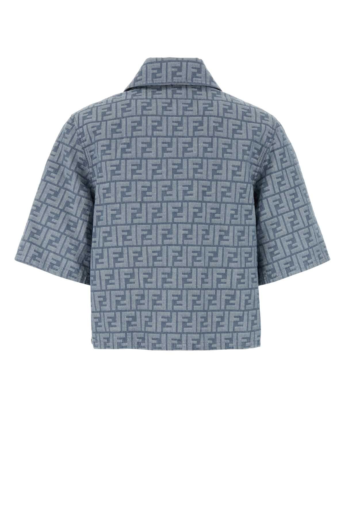 FENDI Mini Chambray Zip Cropped Jacket