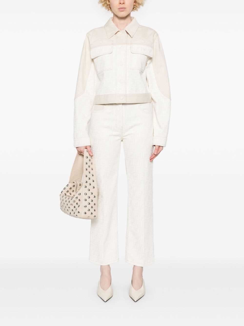 FENDI Cropped Denim Jacket with FF Inserts for Women