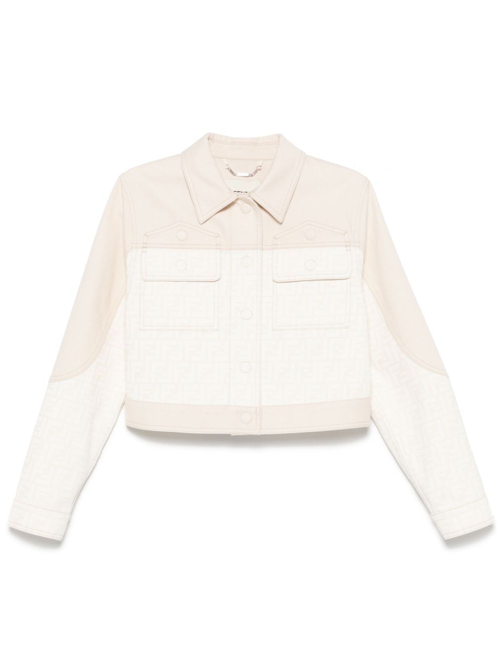 FENDI Cropped Denim Jacket with FF Inserts for Women