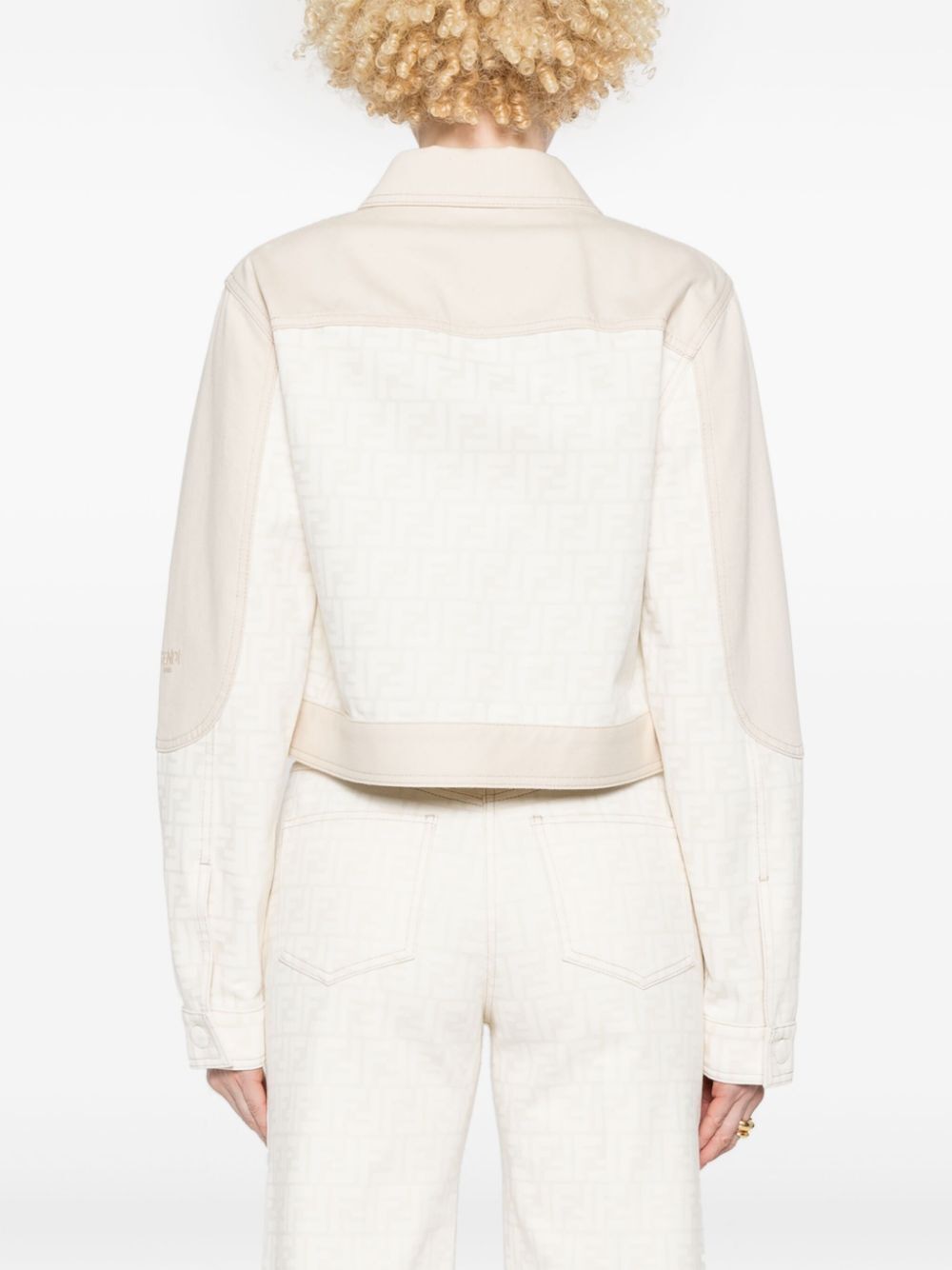 FENDI Cropped Denim Jacket with FF Inserts for Women