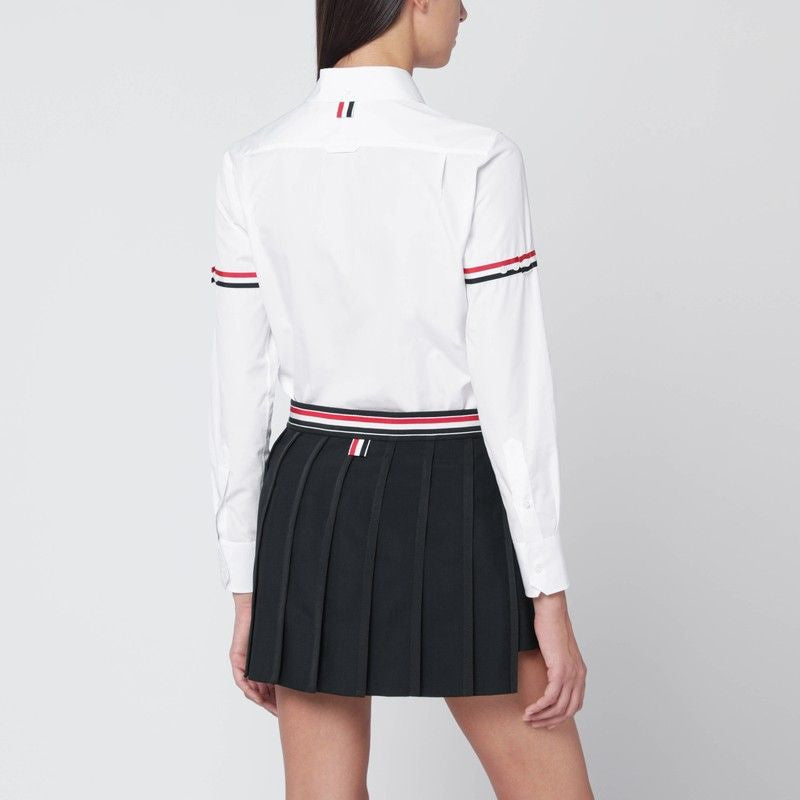 THOM BROWNE Cotton Poplin Shirt with Rounded Collar for Women