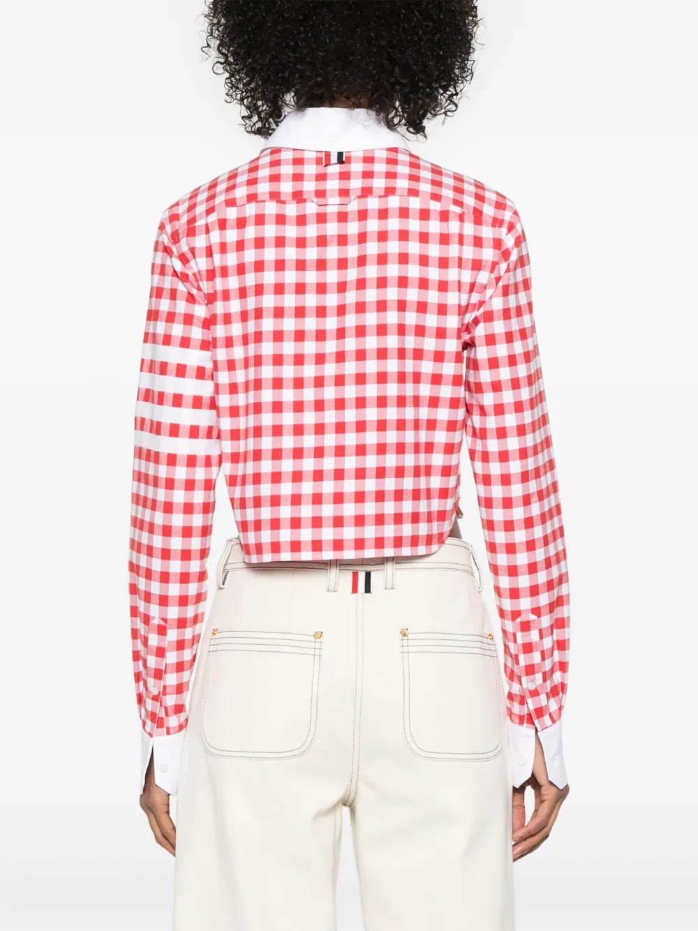 THOM BROWNE Cropped Round Collar Mini Shirt for Women